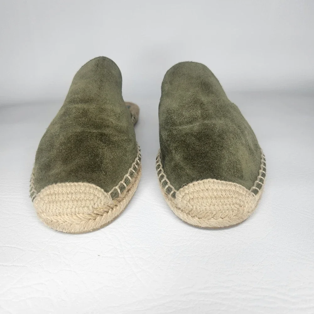 Tory Burch Olive Green Suede Espadrille Mules Slides 7M 55951 117